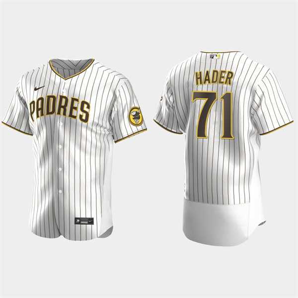 Men%27s San Diego Padres #71 Josh Hader White Brown Pinstripe Home FlexBase Player Jersey Dzhi